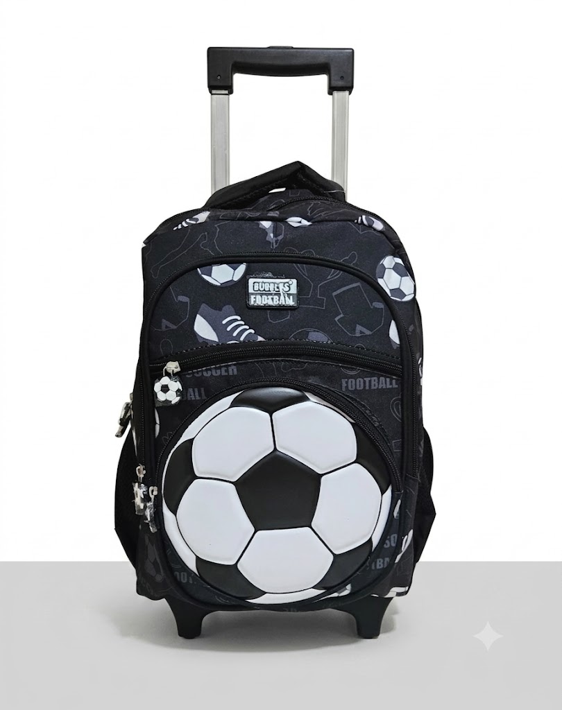 Bubbles  Football Teams Çekçekli Siyah Beyaz Okul Çantası Üçlü Set