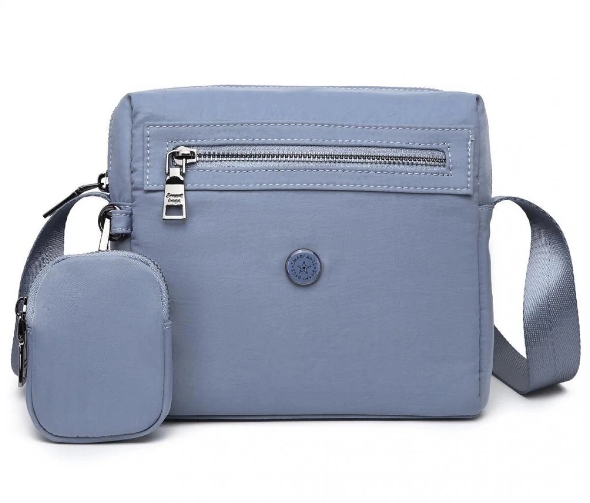Smart Bags Kadın Postacı Çantası Krinkıl Kumaş 3109 Buz Mavi