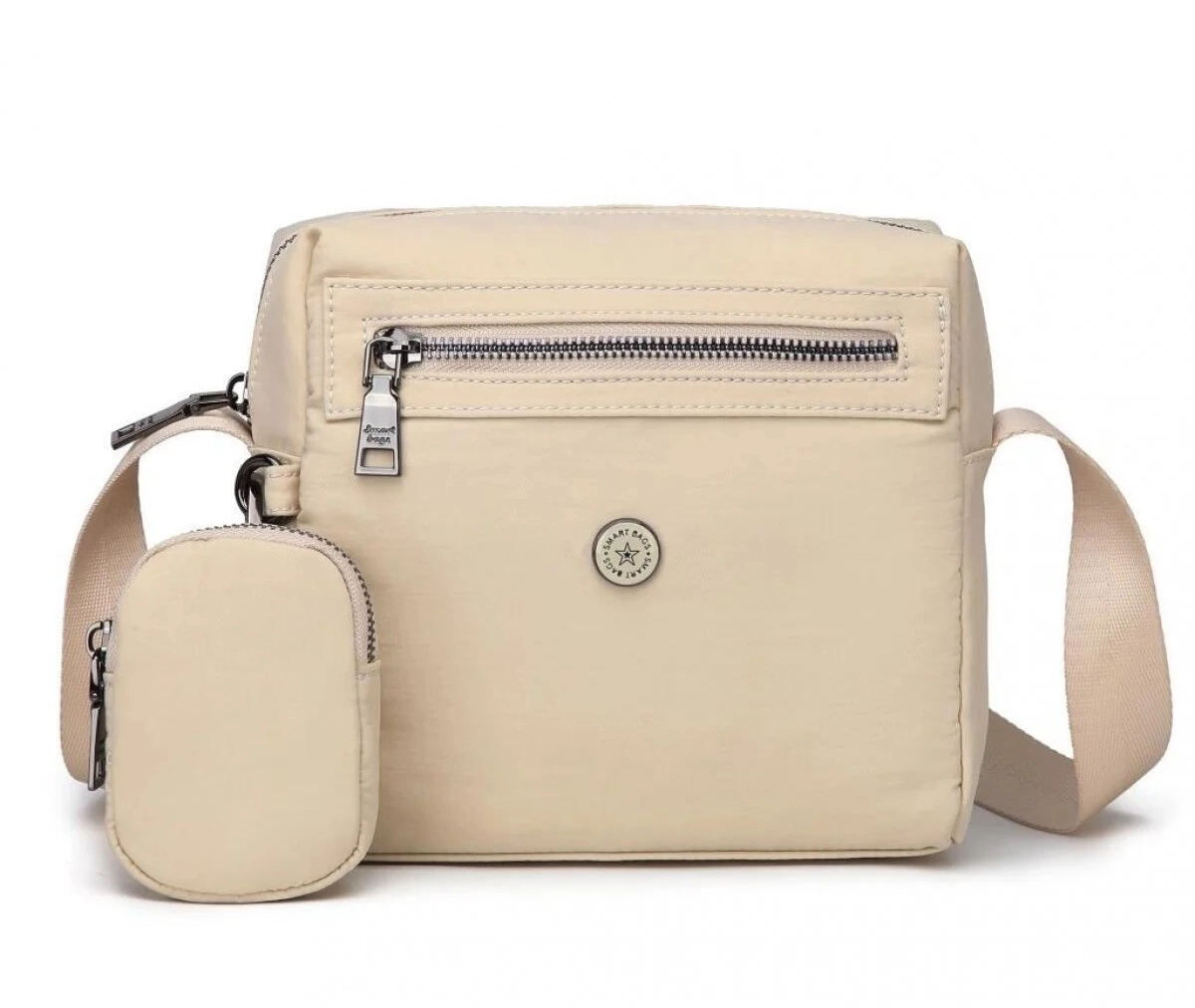 Smart Bags Kadın Postacı Çantası Krinkıl Kumaş 3109 Bej