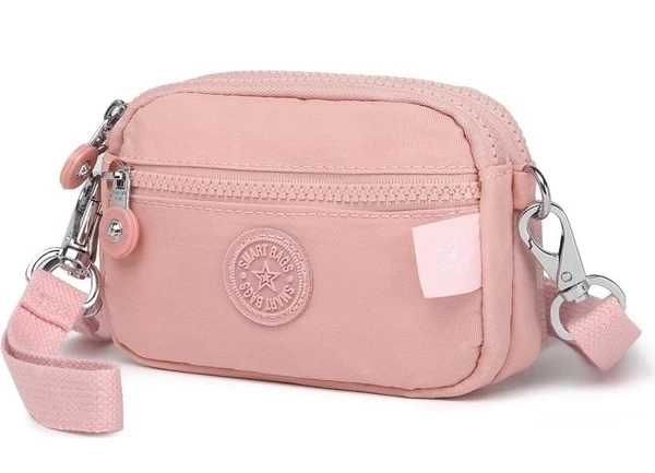 Smart Bags Çapraz Askılı Mini Çanta Krinkıl Kumaş 3177 Pudra