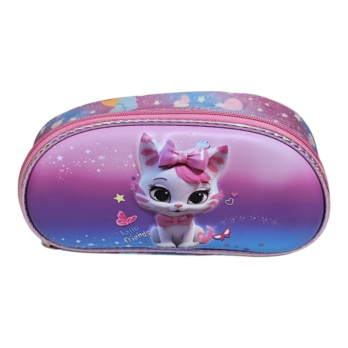 Unick Color Çekçekli İlkokul Çantası  Üçlü Set Fiyonklu Kedi