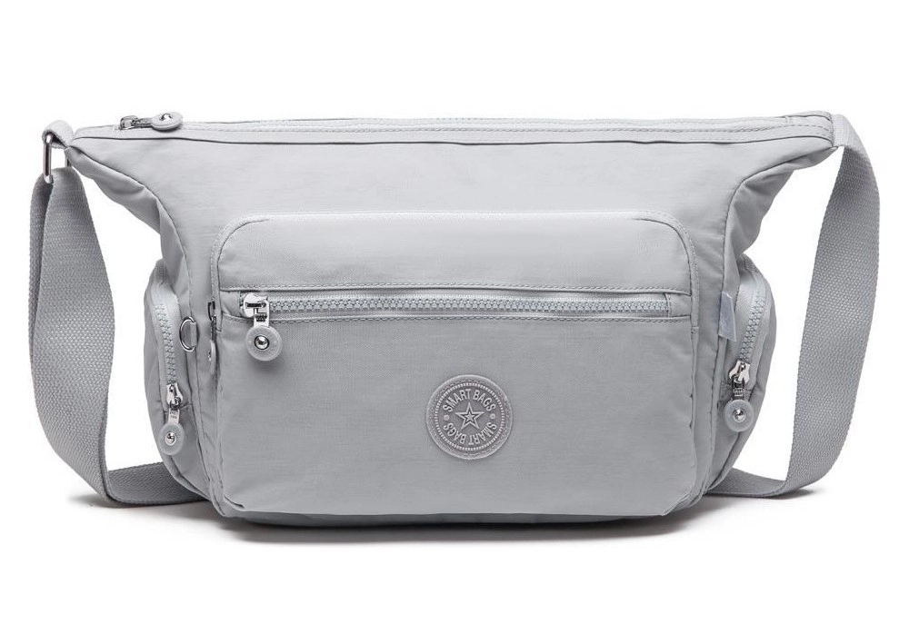 Smart Bags Kadın Postacı Çantası Krinkıl Kumaş 3167 Açık Gri