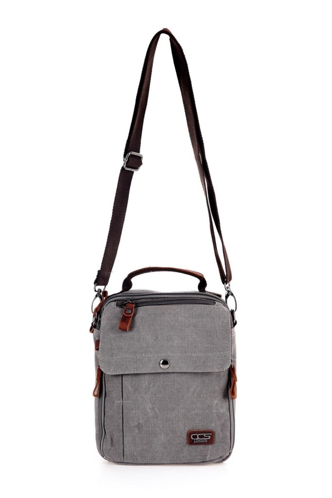 ÇÇS Uniseks Kanvas Postacı Çantası Gri