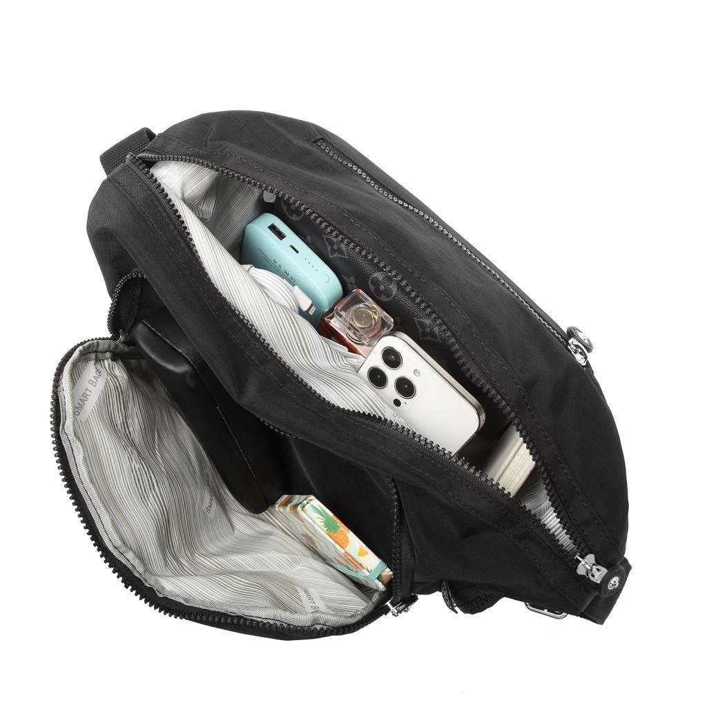 Smart Bags Kadın Postacı Çantası Krinkıl Kumaş 3167 Açık Gri