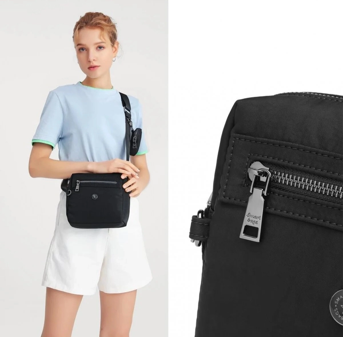 Smart Bags Kadın Postacı Çantası Krinkıl Kumaş 3109 Buz Mavi