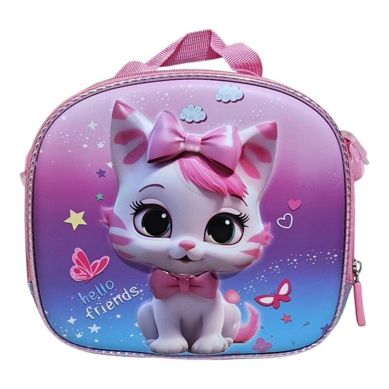 Unick Color Çekçekli İlkokul Çantası  Üçlü Set Fiyonklu Kedi
