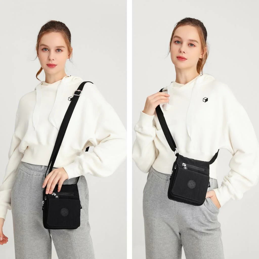 Smart Bags Kadın Postacı Çantası Krinkıl Kumaş 1190 Yeşil Flower