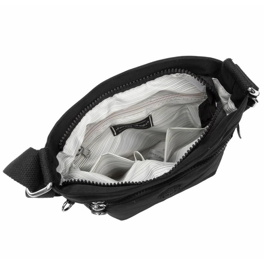 Smart Bags Kadın Postacı Çantası Krinkıl Kumaş 3162 Siyah