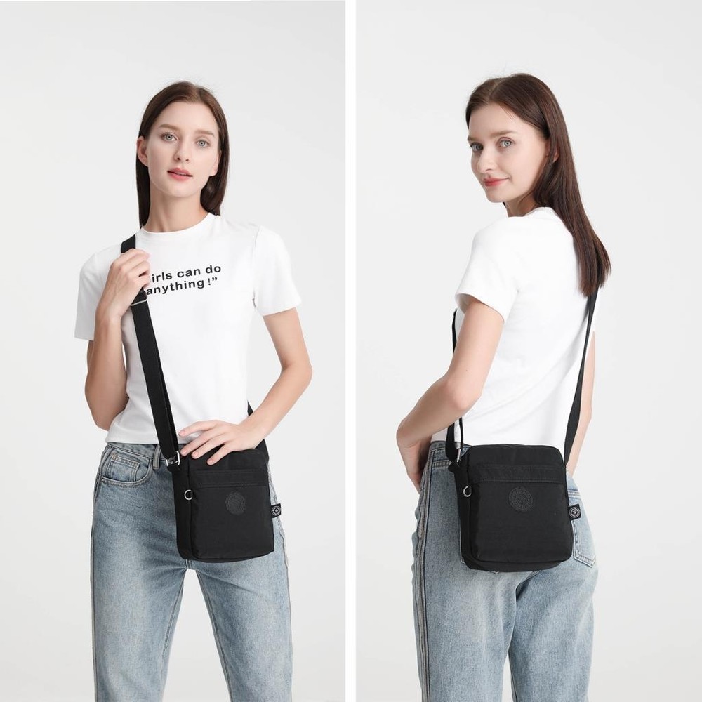 Smart Bags Kadın Postacı Çantası Krinkıl Kumaş 3089 Siyah