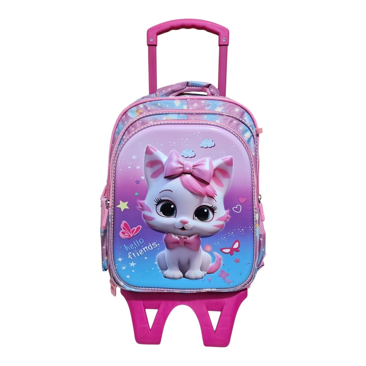 Unick Color Çekçekli İlkokul Çantası  Üçlü Set Fiyonklu Kedi