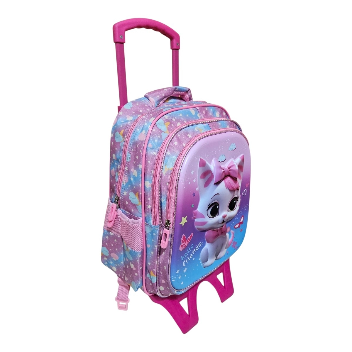 Unick Color Çekçekli İlkokul Çantası  Üçlü Set Fiyonklu Kedi
