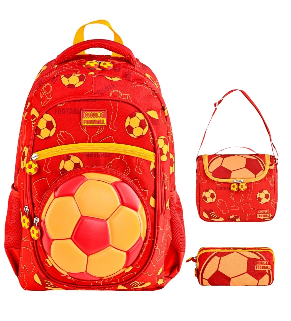 Muggle Football Teams Sarı Kırmızı Okul Çantası Üçlü Set