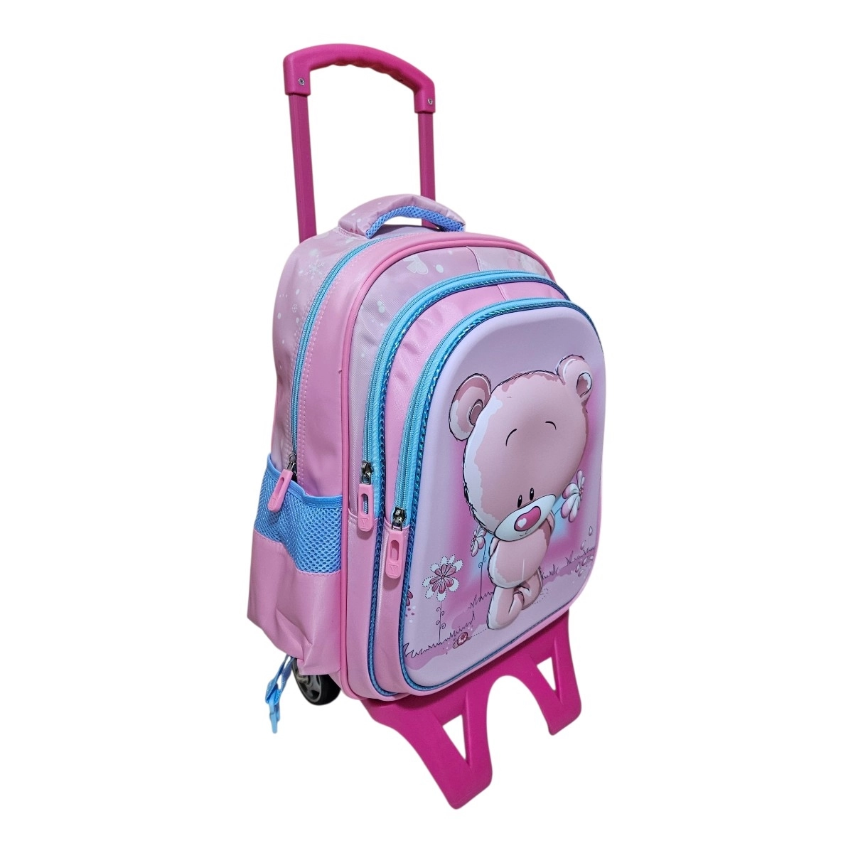 Unick Color Çekçekli İlkokul Çantası  Üçlü Set Pembe Ayı
