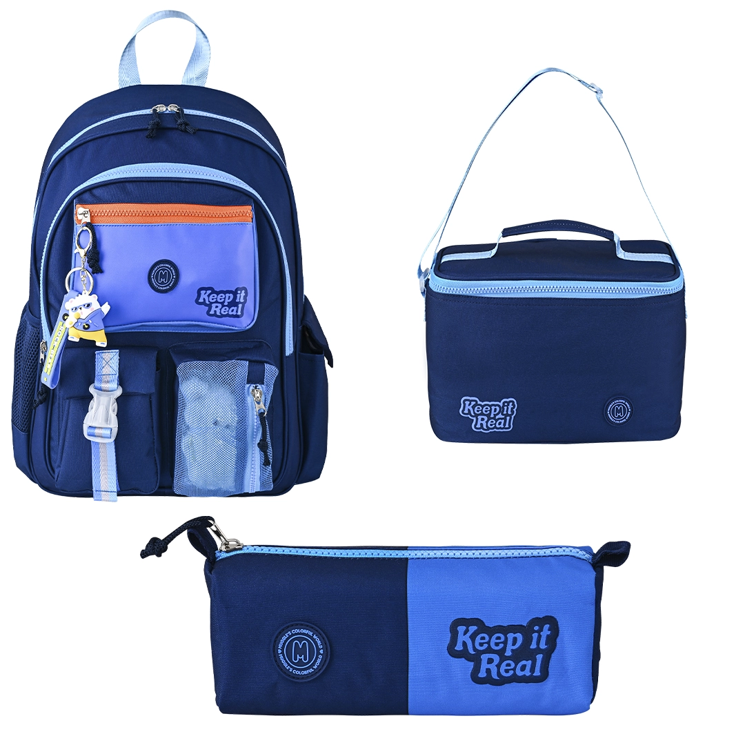 Muggle Deep Blue İlkokul Çantası 3 lü set