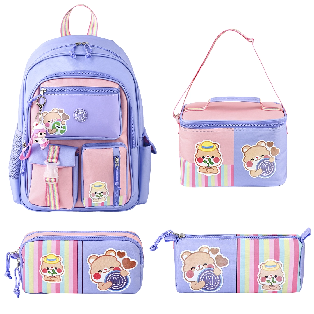 Muggle Kawai Bear İlkokul Çantası 3 lü set