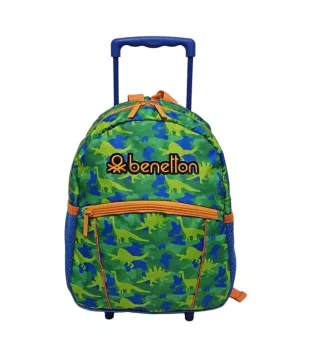 United Colors Of Benetton Çekçekli Anaokulu Çantası Yeşil Dinozor Desenli 