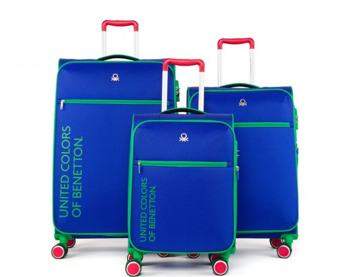 United Colors Of Benetton Ultra Light Kumaş Valiz 3 lü Set 2100 Mavi