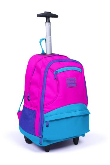 Coral High Sport Pembe Mavi Dört Bölmeli USB’li Çekçekli Sırt Çantası 