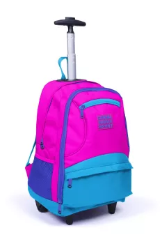 Coral High Sport Pembe Mavi Dört Bölmeli USB’li Çekçekli Sırt Çantası 