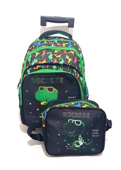 Master Pack Çekçekli İlkokul Çantası İkili Takım Dinozor