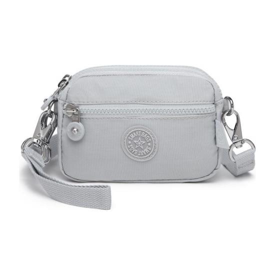 Smart Bags Çapraz Askılı Mini Çanta Krinkıl Kumaş 3177 Açık Gri
