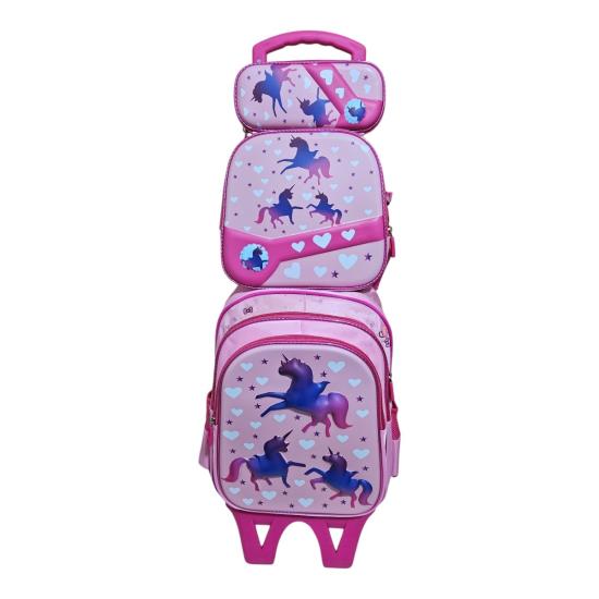 Unick Color Çekçekli İlkokul Çantası  Üçlü Set Unicorn