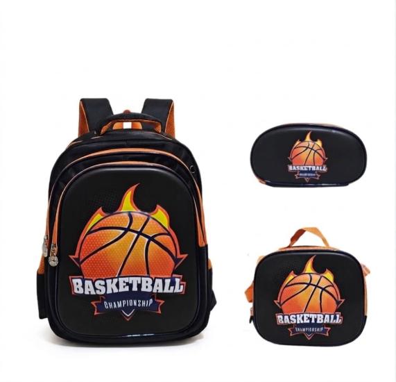 Unick Color  İlkokul Çantası  Üçlü Set Basketbol