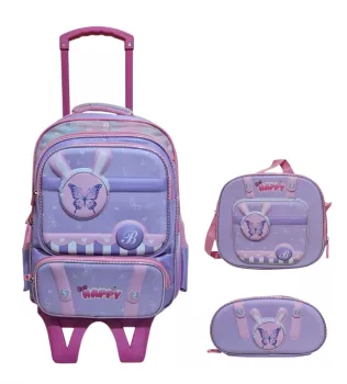 Unick Color Çekçekli İlkokul Çantası  Üçlü Set Happy