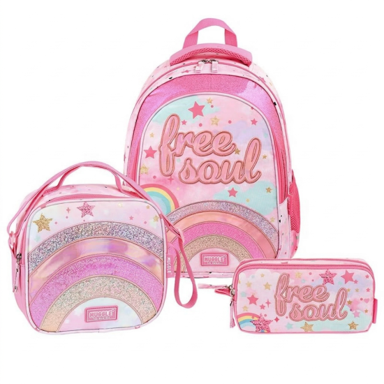 Muggle Glitter Rainbow Okul Çantası 3 lü Set 9060