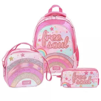 Muggle Glitter Rainbow Okul Çantası 3 lü Set 9060