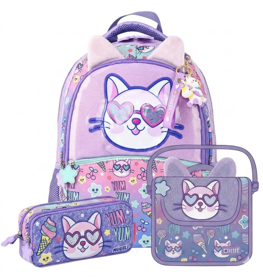 Muggle Purple Okul Çantası 3 lü set