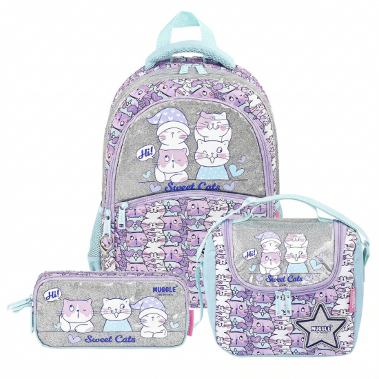 Muggle Meow İlkokul Çantası 3 lü Set