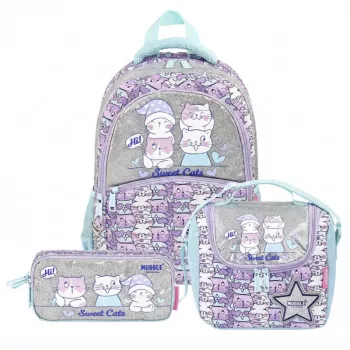 Muggle Meow İlkokul Çantası 3 lü Set