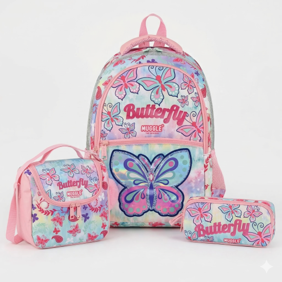 Muggle Butterfly Okul Çantası 3 lü set