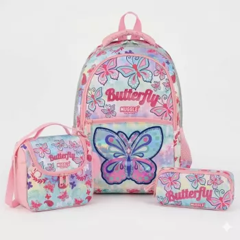 Muggle Butterfly Okul Çantası 3 lü set