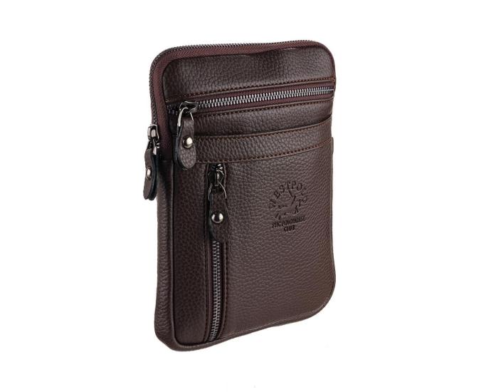 Westpolo Fermuarlı Çok Bölmeli Askılı Deri Erkek Mini Postacı Çantası 